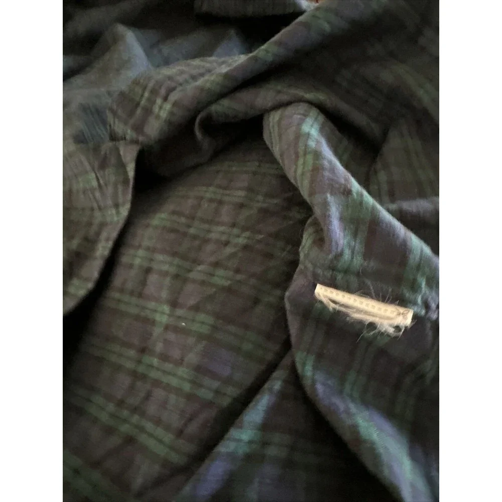 Polo Ralph Lauren Mens XL Slim Fit Blackwatch Plaid Button Down Shirt Navy Green